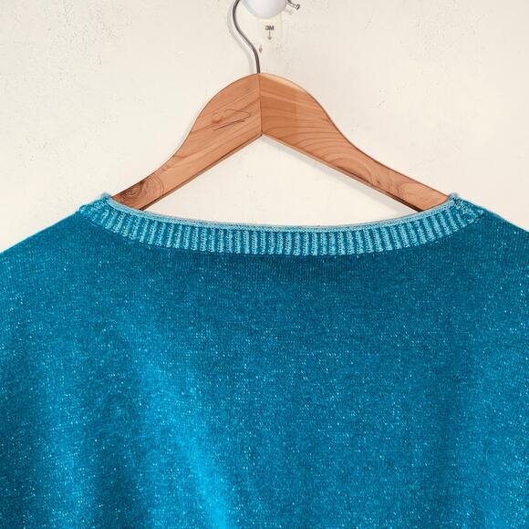 Chico’s Size 3 XL Teal Boho Artsy Knit Pullover Sweater Slouchy Layering Piece - Picture 6 of 7